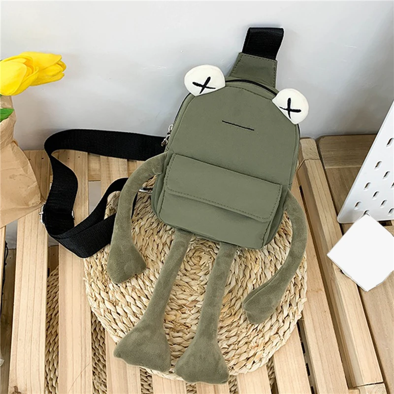 new personality girl small bag tide cartoon cute frog casual messenger bag chest unisex shoulder crossbody women bag wholesale free global shipping