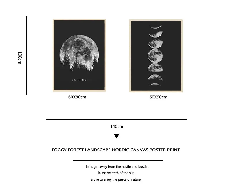 Плакат с изображением полной луны минималистичное художественное оформление