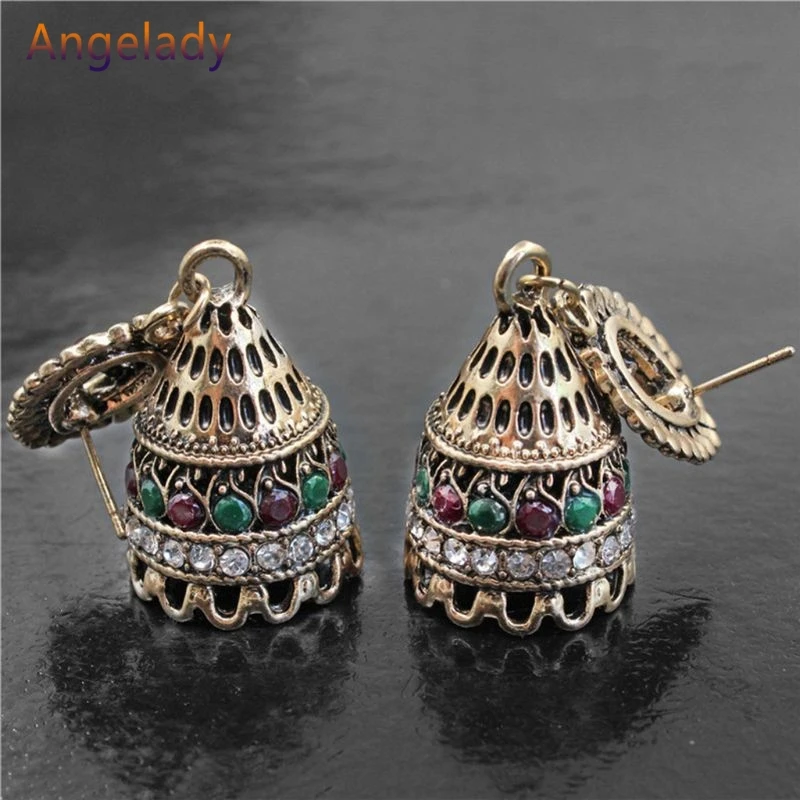 Серьги-капельки с окисленным покрытием из золота Jhumka индийские уникальные в