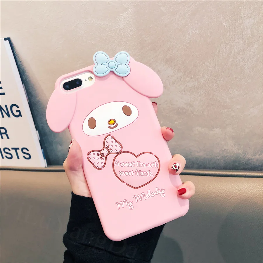 Милый 3D мультяшный чехол для телефона My Melody с двумя звездами для iPhone 6, 6s, 7, 8 Plus, X, XR, XS Max, мягкий силиконовый чехол, Fundas Coque Capa