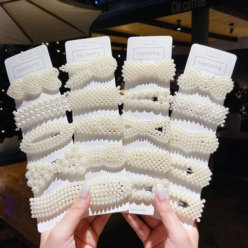 

10PC Cute Women Pearl Hairpin Cartoon Hair Clips for Girls Kids Hair Accessories Hair Ornament Barrette Hairclip Headdress Tiara