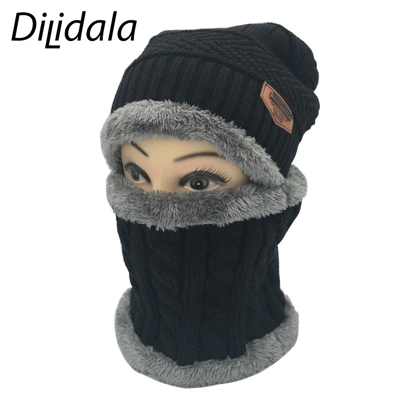 Dilidala осенняя и зимняя вязаная шерстяная шапка для унисекс плюс бархатная