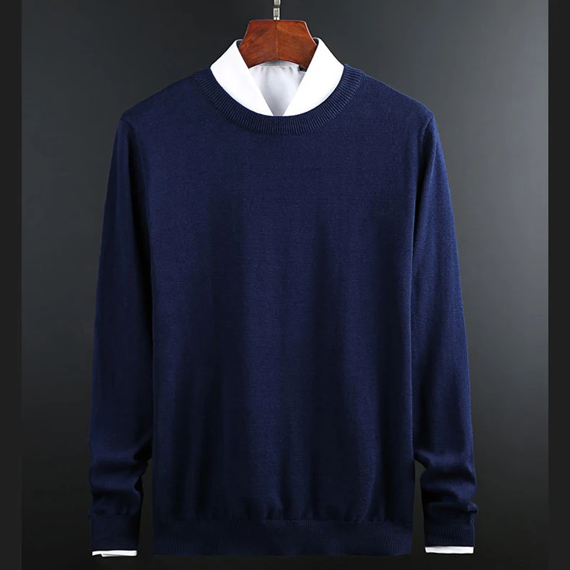 Navy Blue Новинка, вязаный мужской свитер, треугольный, модный, мужской, Повседневный, хлопок, осень, мужские свитера, Ложная Рубашка, воротник, сохраняет тепло, зимний, для мужчин - Цвет: Navy Blue