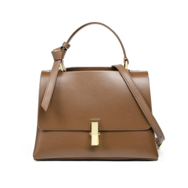 

Женская сумка из воловьей кожи с покрытием, однотонная, большая, вместительная, квадратная, через плечо, в стиле ретро