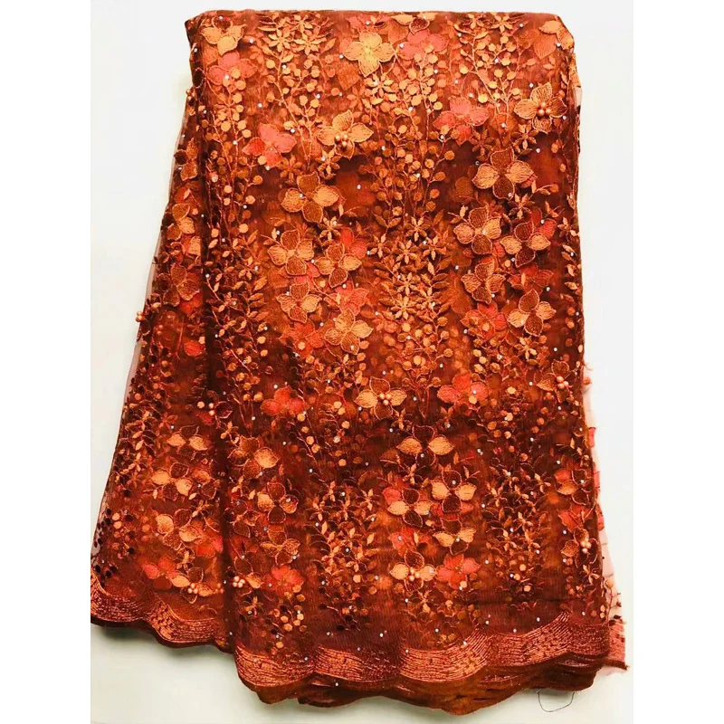 

African Lace Fabric with beads Embroidered Nigerian Laces Fabric High Quality French Tulle Lace Fabric For Wedding Dress