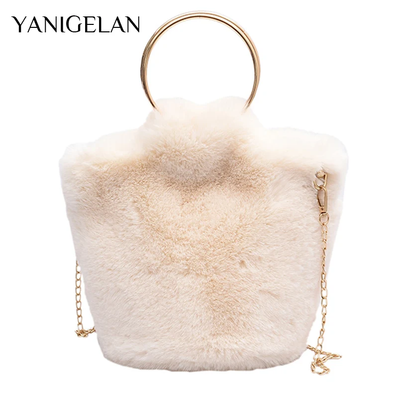 

2021 Fall and Winter Female Luxury Trend Soft Warm Bags Fashion Faux Fur Shoulder Crossbody Bag Soild Ladies Evening Bags bolsos