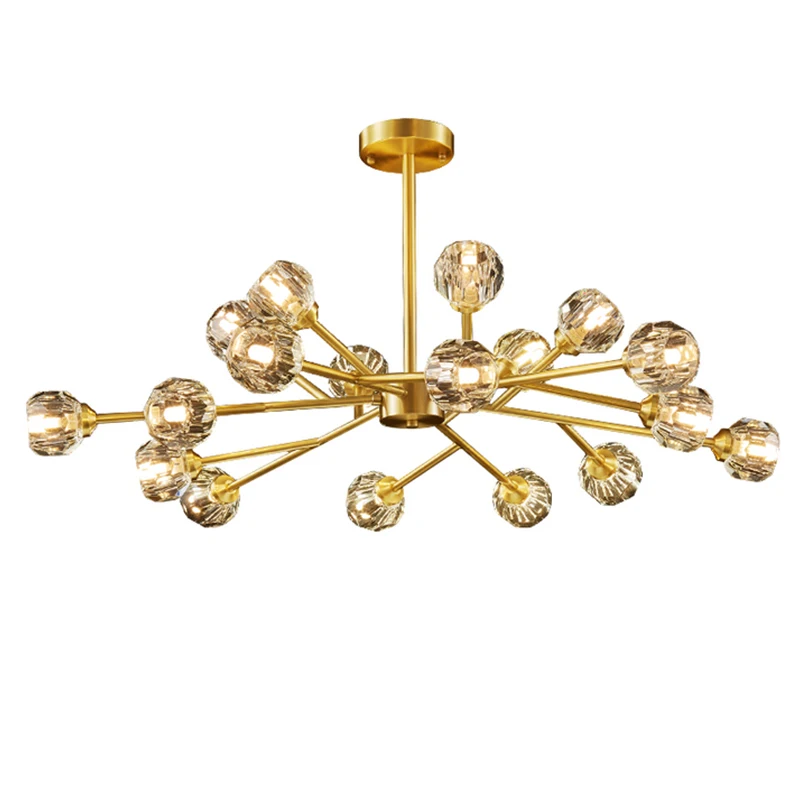 

Post-Modern LED Luxury Crystal Chandelier Lighting All Copper Chandelier for Living Room Bedroom Chandelier Kitchen Hanging Lamp