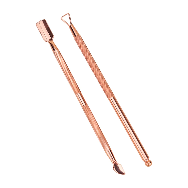 3 шт./компл. из нержавеющей стали Толкатель для удаления кутикулы розовое золото