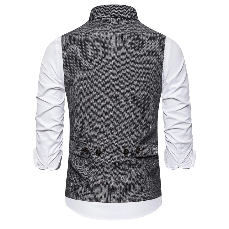 Мужской деловой двубортный жилет классический костюм жилет Homme Slim Fit Жилет кофейного цвета для мужчин