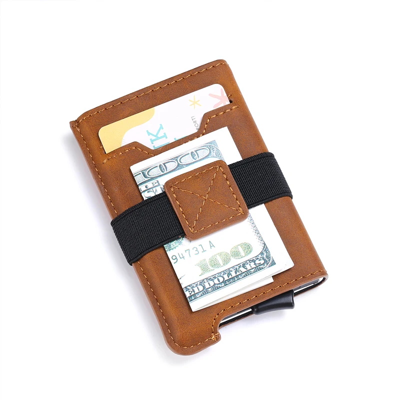 DIENQI RFID визитница мужские кошельки высокого качества кожаный кошелек Винтажный Мужской тонкий мини маленький кошелек, сумочка Smart Vallet - Цвет: Brown