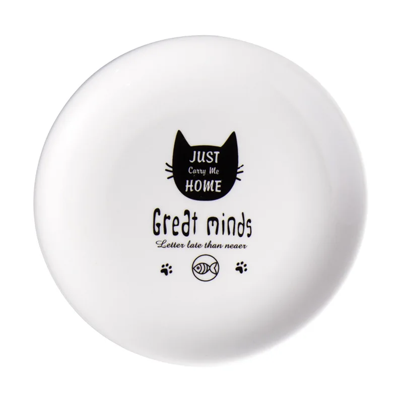 20 см мультяшная круглая керамическая тарелка Милая Черная кошка глазурованная