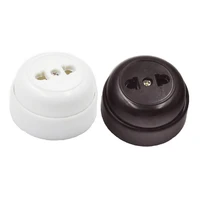 20pcs retro eu electrical wall socket round shaped outlet two holes socket brown white 10a 250v