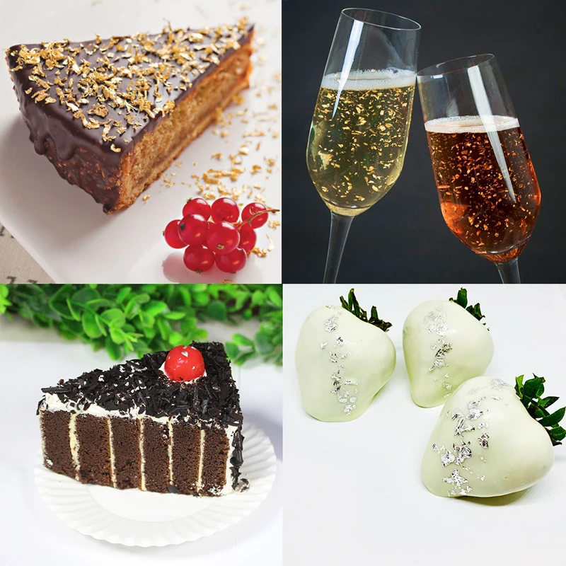 

1Set Edible Grade Genuine Gold Leaf Schabin Flakes 24K Gold Decorative Dishes Chef Art Cake Decorating Tools Chocolate,Baking