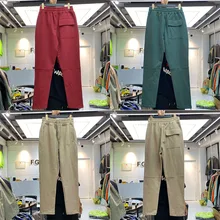 Pantalon de survêtement pour hommes et femmes, couleur unie, style Cargo, avec Logo brodé sur le côté, poches à rabat au dos, 2021FW  (2)