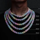 Украшение хип-хоп, Кубинский ожерелье на цепочке для женщин и мужчин, неоновое цветное эмалированное ожерелье-чокер с кристаллами, Радужный браслет, ювелирные изделия, подарки