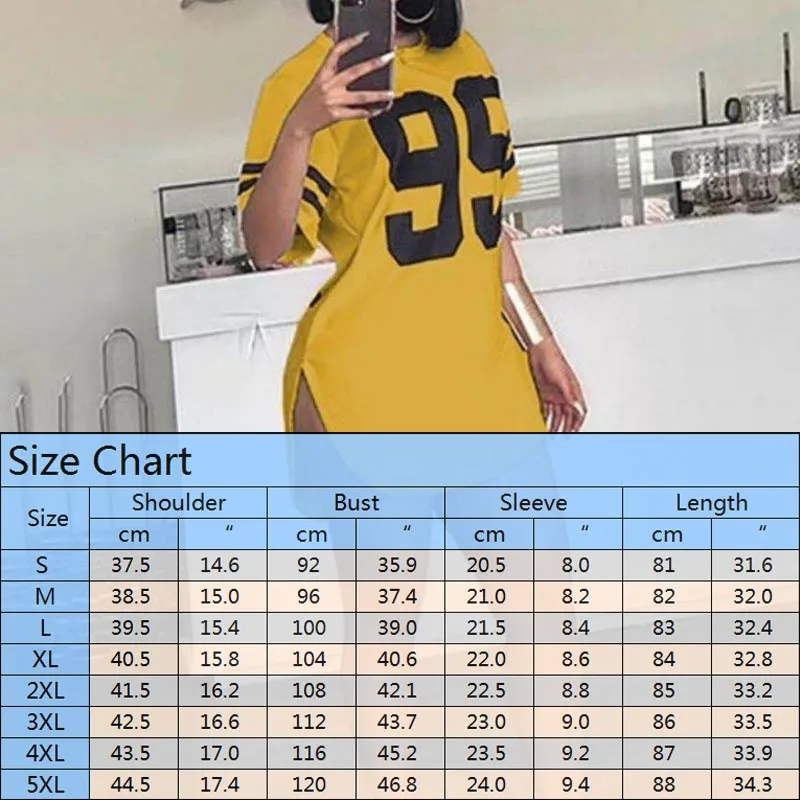 

Number Print Long T Shirt Women Short Sleeve Slit Casual T shirt Dress Summer Women Tee Shirt Tops Camisetas Mujer Vestidos