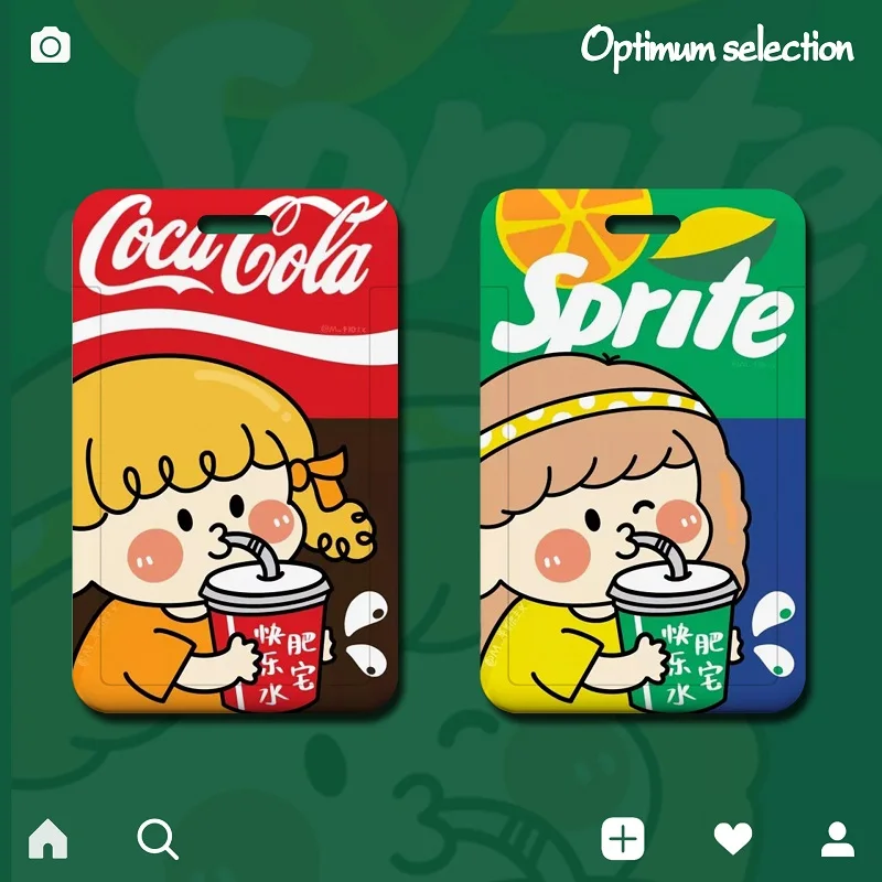 

Cartoon Summer Drink Girl Couple Card Credit Card Case Student Card Name Card Bus Card, Card Holder, Keychain Card Sheath
