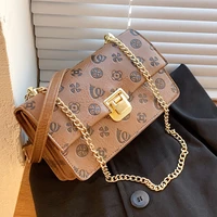 vintage pu leather crossbody bags for women 2021 new classic print flap messenger bag ladies luxury designer chain shoulder bag