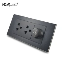 us socket and knob dimmer switch 15375mm l3 black aluminum double us socket and light brightness control switch 9m
