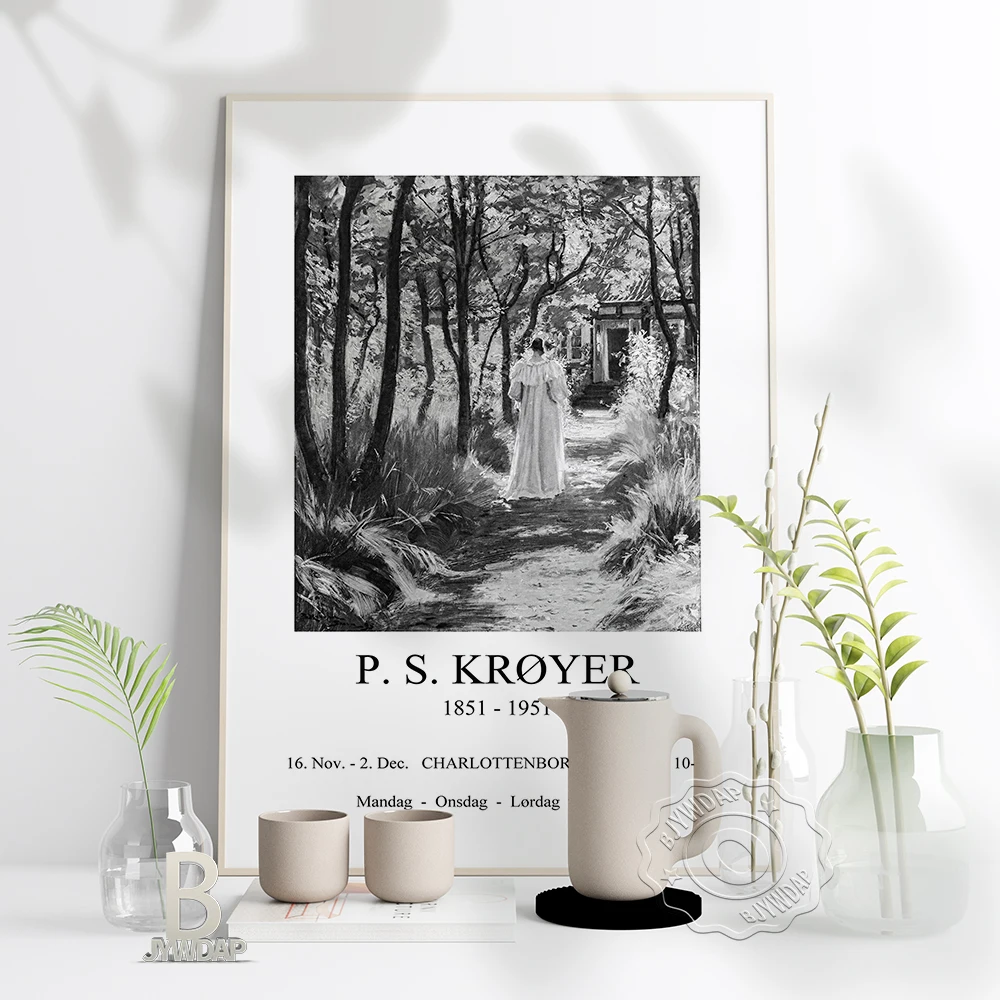 

Peder Severin KroYer Retro Poster, Marie In The Garden At Skagen Wall Decor, Danish Impressionism P.S. KroYer Home Decor Gift