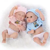 11'' Twins Reborn Baby Boy And Girl 2pcs Bebe Doll Full Body Silicone Vinyl Gift American Girl Doll