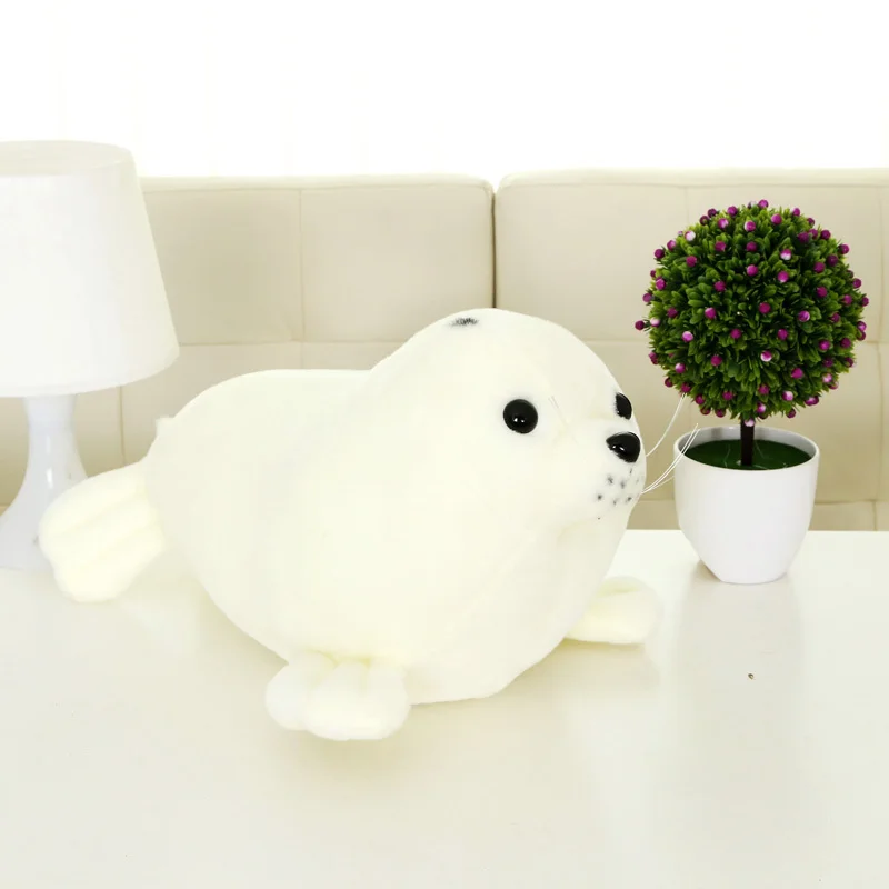 Candice guo! plush toy cute cartoon animal papa seal white sea dog lion stuffed doll kids girls birthday Christmas gift 1pc - купить по
