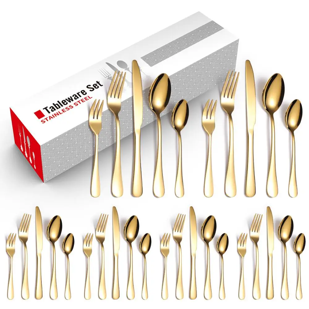 Набор столовых приборов из титана и золота 20 шт./компл. PVD