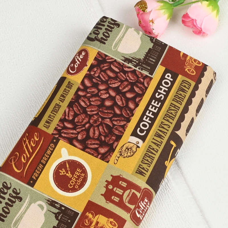 

Half Yard Plain 100% Cotton Fabric With Northern Europe Coffee Print, Handmade DIY Garment Dress Sewing Tissue CR-1358