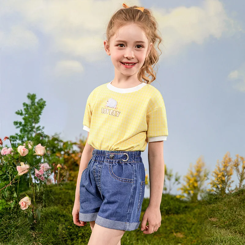 

3 to 12 Years Old Children Casual T Shirts Plaid Print Short Sleeve Tops Fashion Summer Pullovers Children Clothes Tshirts