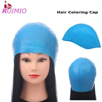 blue silicone hair highlights cap with needle hair coloring cap hair dyeing tools for barber shop salon
