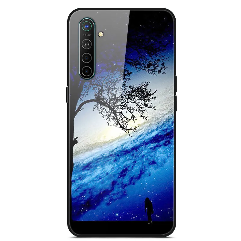Чехол для Oppo Realme X2, чехол из закаленного твердого стекла для Oppo Realme XT X2 Pro, чехол, мягкий силиконовый бампер с принтом