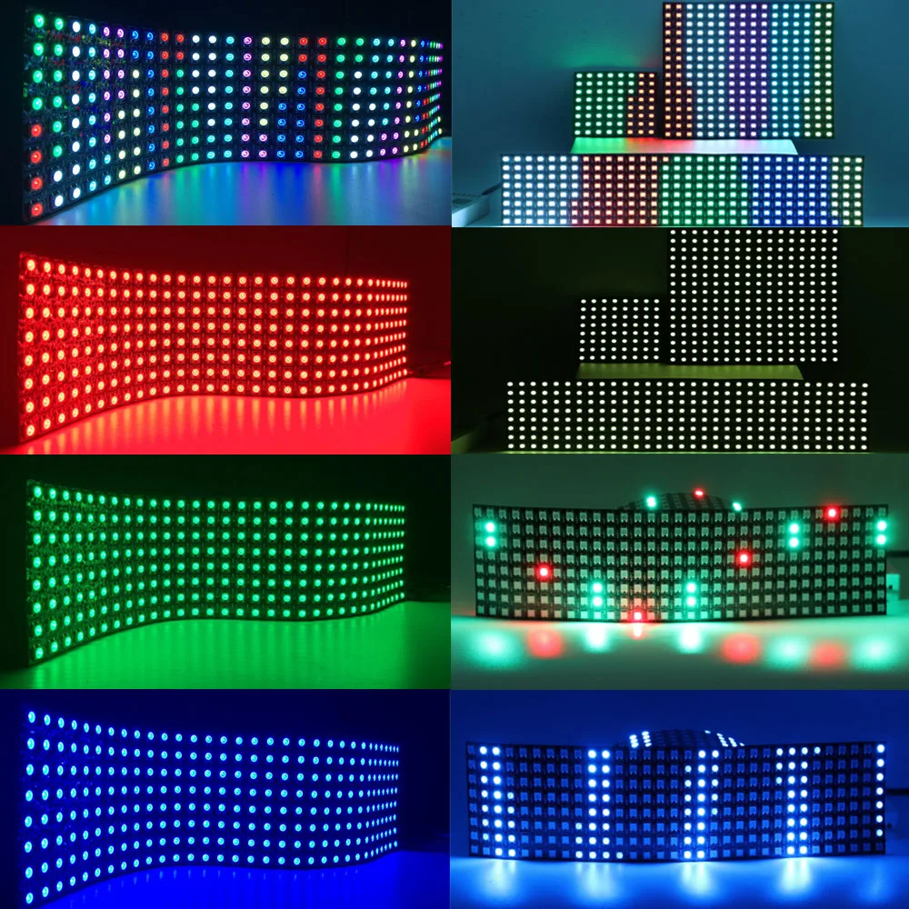 

DC5V WS2812B LED Digital Flexible Individually Addressable Panel Light WS2812 8*8 16*16 8*32 Pxiels Module Matrix Screen