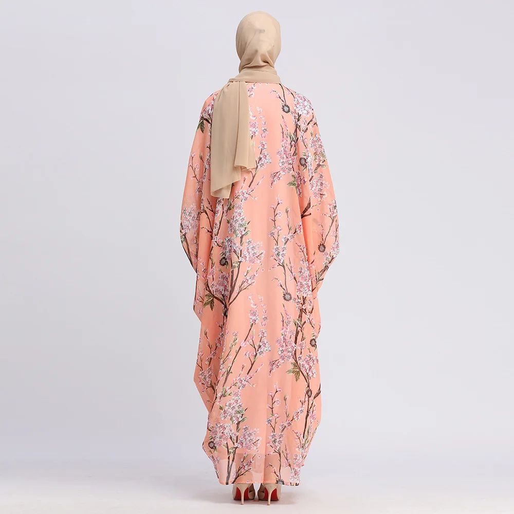 

Floral Print Butterfly Chiffon Bisht Kaftan Abaya Women Muslim Islam Dubai Saudi Arab Kimono Cardigans Duster Colak Summer