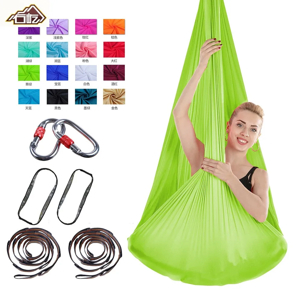 Гамак антигравитационный для йоги тканевый гамака с карабином пилатеса