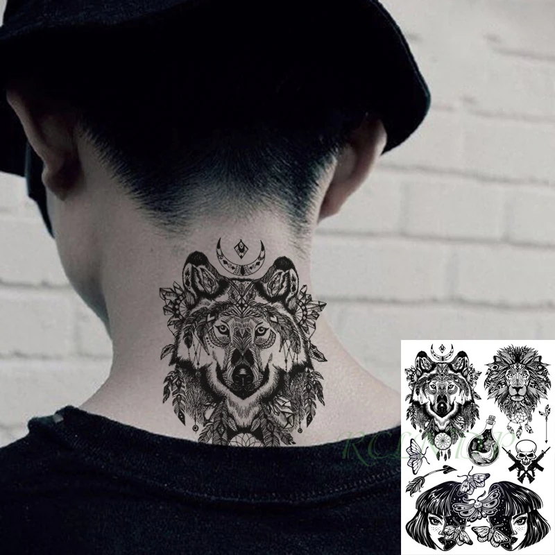 Водонепроницаемая Временная тату-наклейка на Хеллоуин Русалочка гепард сова