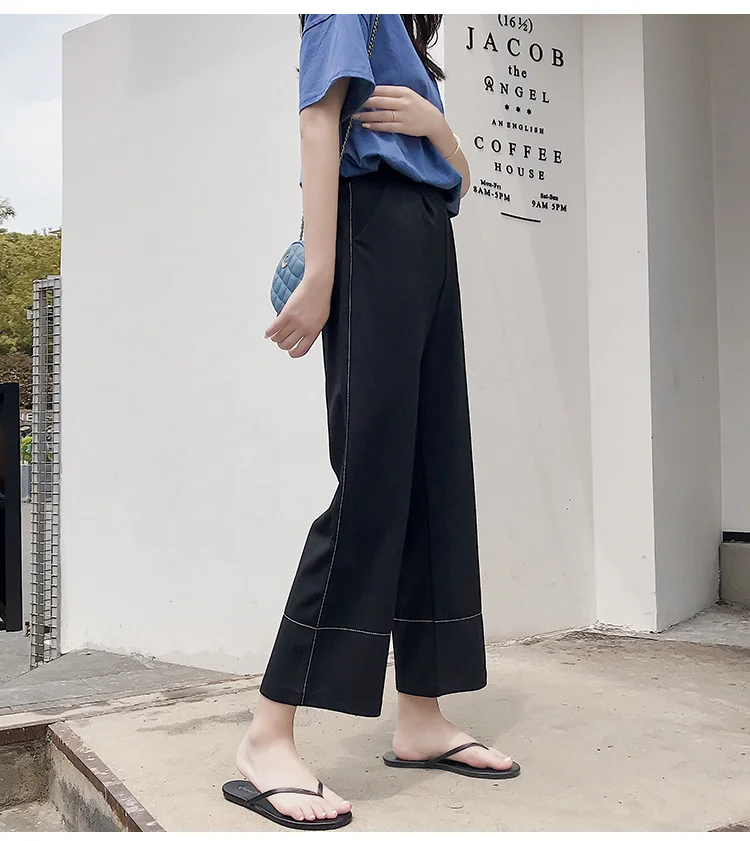 Весенние Брюки с широкими штанинами и шифоновой драпировкой в западном стиле |