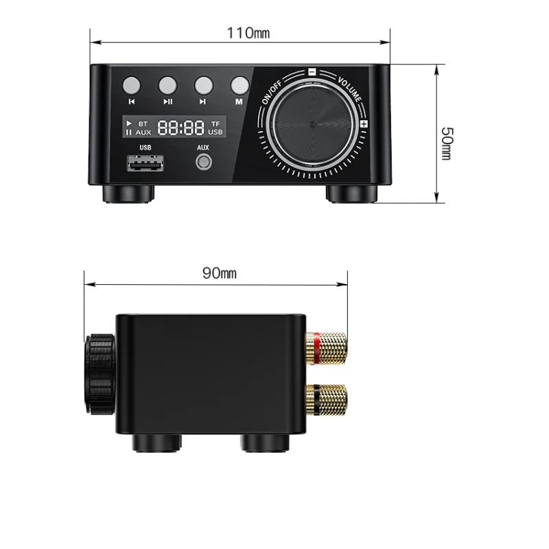 

Bluetooth 5.0 HIFI Digital Power TPA3116 Audio Amplifier Board 50WX2 Stereo AMP Amplificador Home Theater USB TF Card Player