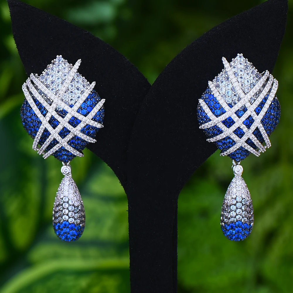 

Siscathy Brand Famous Elegant Full Micro Cubic Zirconia CZ Earrings Engagement Women Wedding Party Nightclub Dressing Up Earring