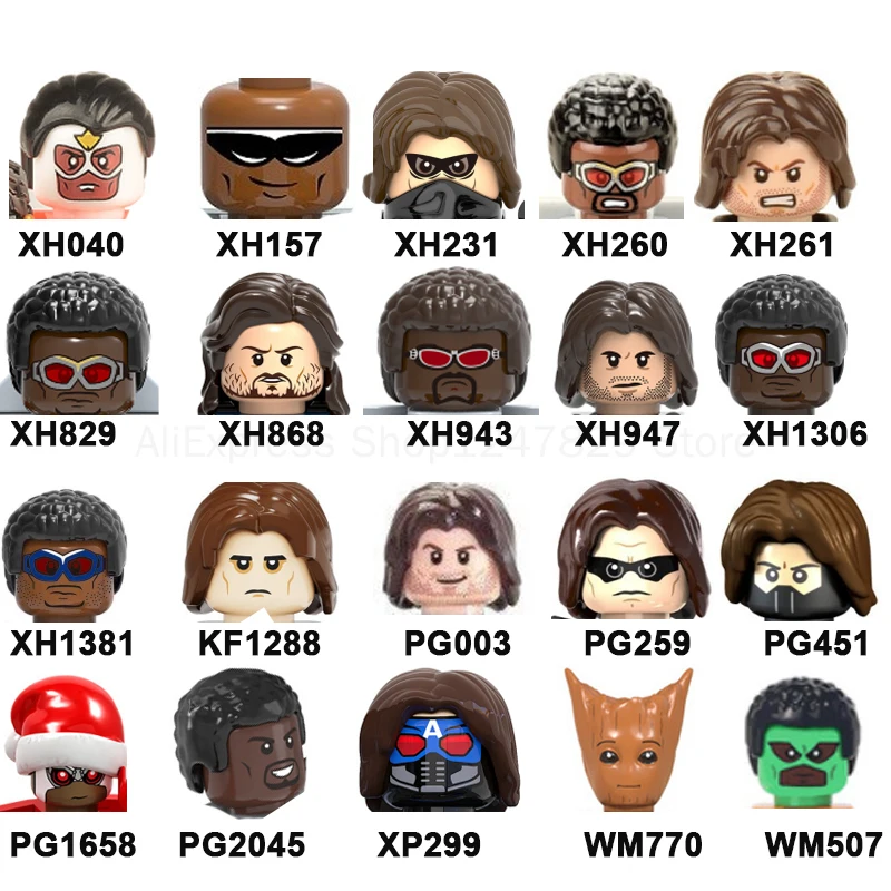 

2021 Famous Movie Building Blocks Action Figures Girl Educational Heroes Bricks Heads Toys For Children