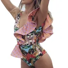 Купальник женский, слитный, с цветочным принтом, 2020