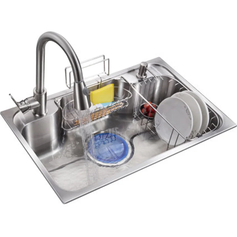 4 мм толщина вручную двойной паз 304 кухонная раковина из нержавеющей стали под