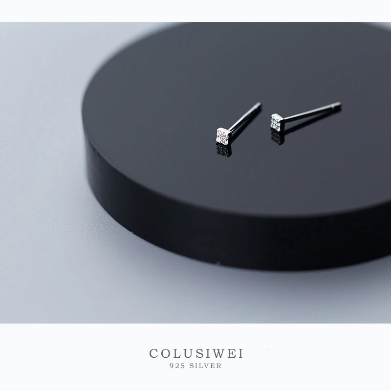 Colusiwei реальные 925 стерлингового серебра сверкающими камнями в форме квадрата