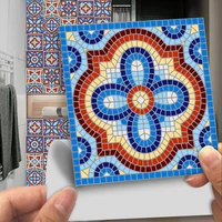 10pcsset mandala style crystal hard tiles ceramics wall sticker kitchen wardrobe home decor art mural peel stick wall decals