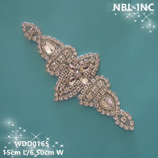 

(10PCS) Handmade iron on beaded sewing silver crystal rhinestone applique for dresses or hair accessory WDD0165