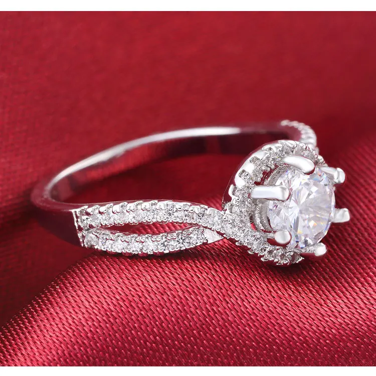 Оригинальные обручальные кольца из стерлингового серебра 925 пробы halo Twisted sede для