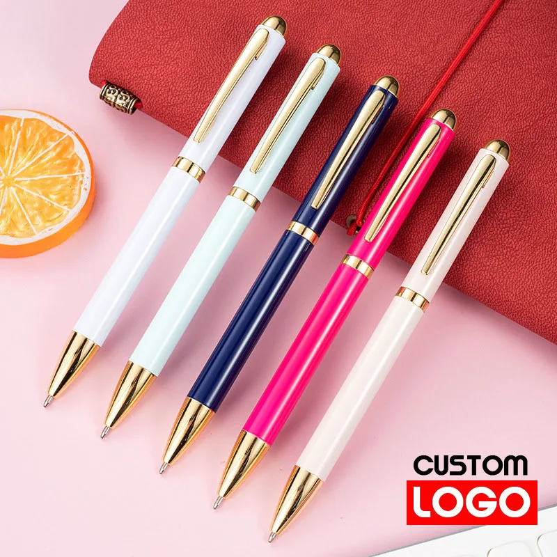 

Metal Signature Pen Classic Fashion Creative Custom Loud Laughing Stock Text Lettering Advertisement Round Bead Gift Pen