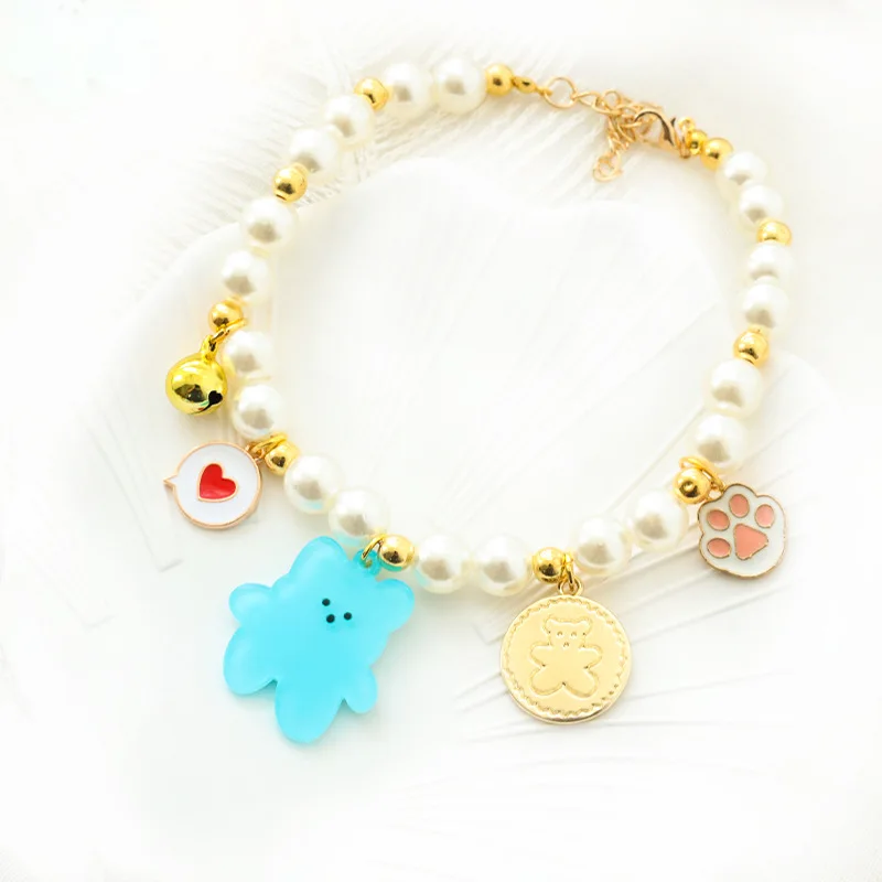 

Ошейник с бантом для домашних животных, жемчужное украшение для собаки, подвеска для кошки, блестящее металлическое ожерелье, щенок, принце...