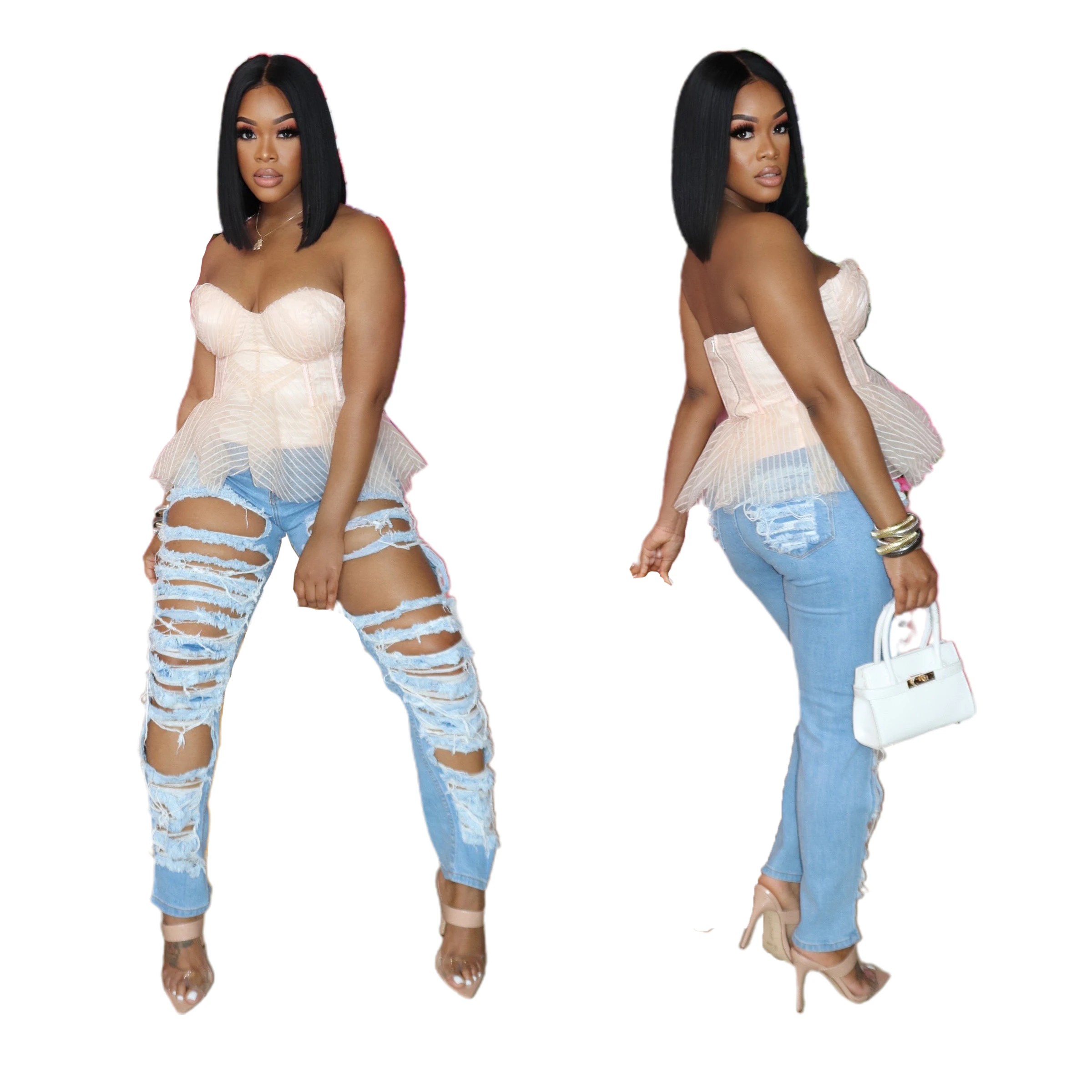 

Fashion casual ripped washed women's jeans grunge jeans,women pants high rise jeans women pants