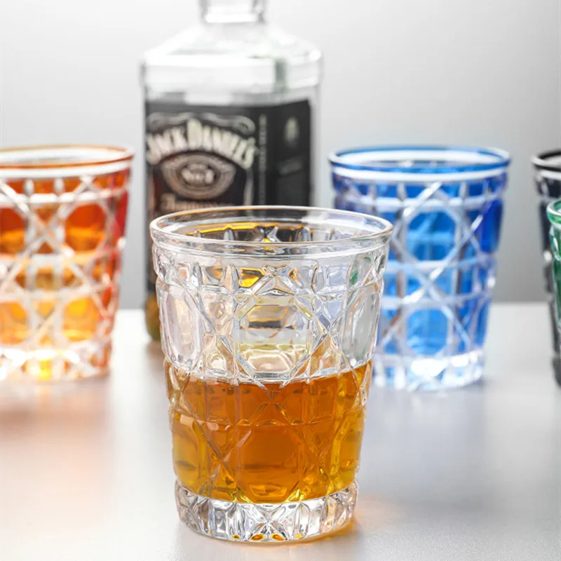 

320ML Nordic Style Drinking Glass Party Cup Kitchen Bar Utensils Carved Birthday Present and Gift Round Blue/Green/Red/Pink