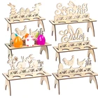 Деревянные полки для пасхальных яиц, подставка, пасхальные украшения для дома, подставка-кролик, украшение для стола на счастливую Пасху